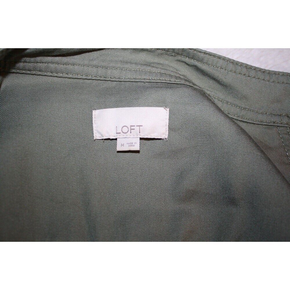 Ann Taylor LOFT Army Green Military Style Jacket Size Medium Cinch waist Utility - Picture 10 of 11